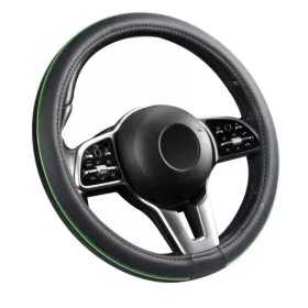 Bőrhatású Kormányvédő 38cm / Zöld betétes