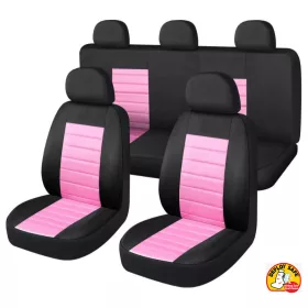   9 részes  2HELYEN osztható - Légzsákos univerzális üléshuzat szett - Pink-fekete 203-6BP-AZ
