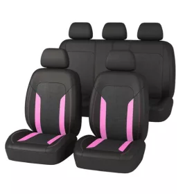   9 részes osztható univerzális üléshuzat szett - Légzsákos - Tároló zsebbel - pink-fekete