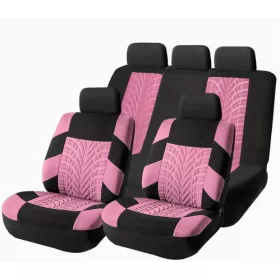   9 részes 2 HELYEN osztható univerzális üléshuzat szett - Légzsákos - pink-fekete