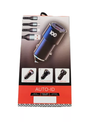 02ACSET Gyors töltő USB/USB-C + 3 az 1-ben töltő különböző töltőfejekkel - 5A 100W 12-24V