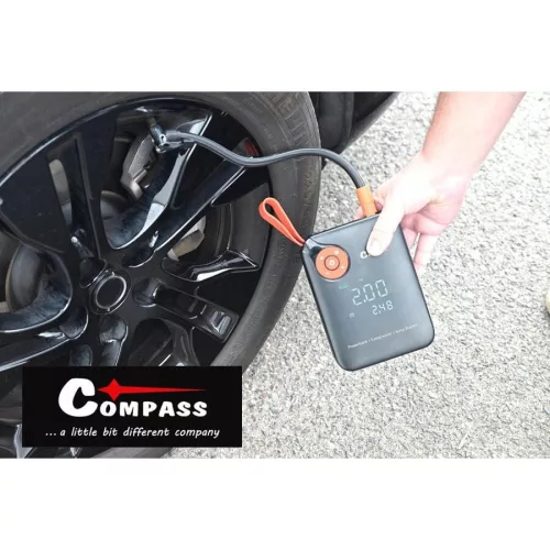 Startovací zdroj s kompresorem, powerbankou a svítilnou (7200mAh, 600A)