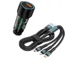 Gyors töltő USB/USB-C + 3 az 1-ben töltő különböző töltőfejekkel - 5A 20W 12-24V