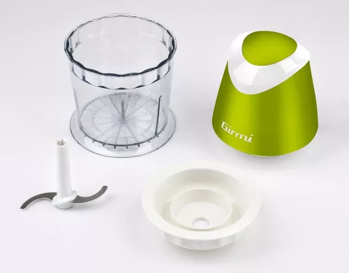 Girmi TR01 Professzionális aprító zöld színben, 350W teljesítmény, 500 ml rozsdamentes acél pengékkel, kompakt konyhai élmény