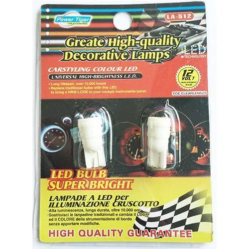 T10 (W5W) fehér színű helyzetjelző COB SMD LED izzó - pár