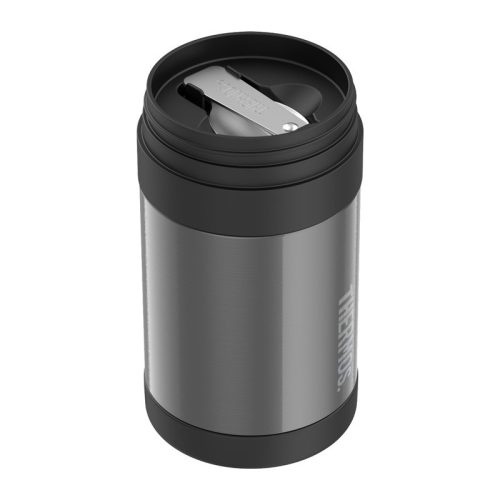 Thermos FUNtainer gyerek termosz ételre, kanállal - fekete - 470ml
