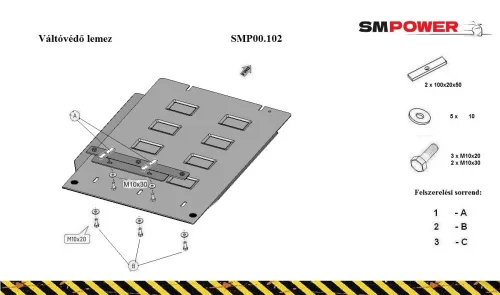 Mitsubishi Pajero III (V60, V70), 2000-2007 - Váltóvédő lemez - SMP00.102