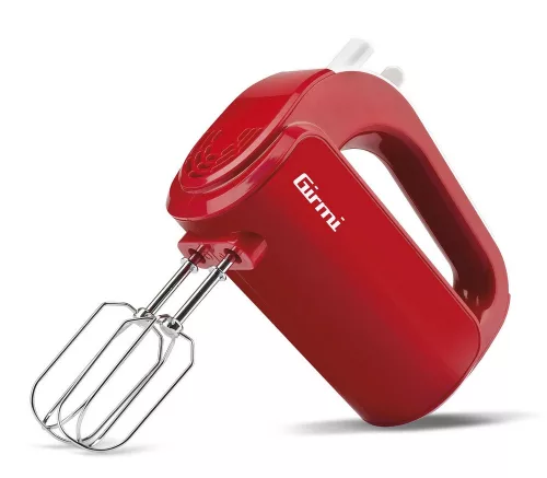Girmi SB02 elektromos kézi mixer, 170 W teljesítmény, 5 sebességfokozat, TURBO funkció, rozsdamentes acél tartozékok, piros