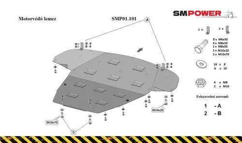 Alfa Romeo 159, 2004-2011 - Motorvédő lemez - SMP01.101