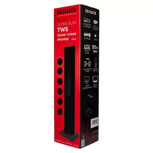 Aiwa TSBT-270BK Ultrakeskeny multimédia hangszóró torony Bluetooth funkcióval és számos extra szolgálatással