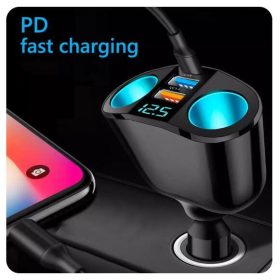   QC3024 Prémium autós töltő 2 USB porttal + 2 szivargyújtó + PD