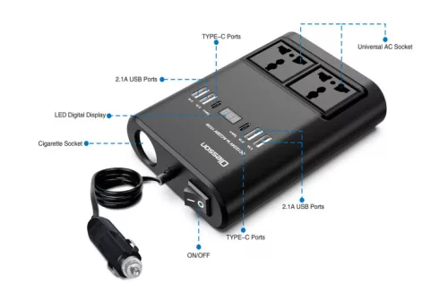 12/24V Autós inverter 150W átalakító AC 220V-ra