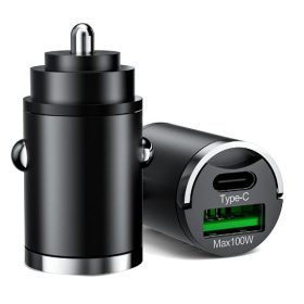   2 portos MAX 100W-os autós gyorstöltő adapter - 12/24V - USB-A + USB-C (PD/QC)