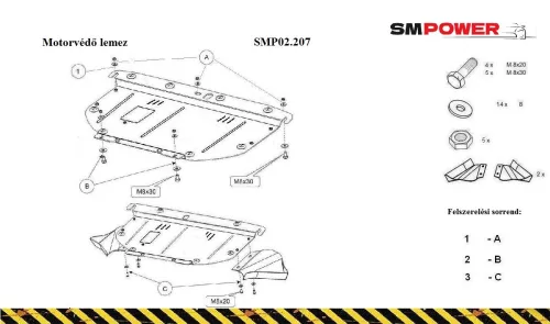 Audi A4 (B7), 1997 - 2008 - Motorvédő lemez - SMP02.207