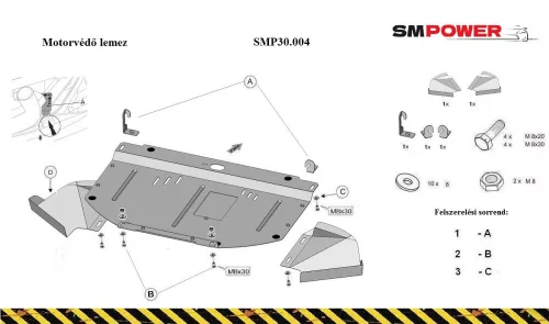 Audi A4 (B6), 1999 - 2005 - Motorvédő lemez - SMP30.004