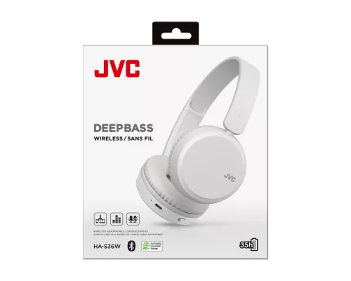 JVC HA-S36W-W-U - Bluetooth fejhallgató fehér színben, akár 35 órás üzemidővel