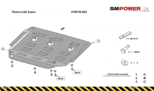 BMW X1 F48 2015 - 2016 - Motorvédő lemez - SMP03.023