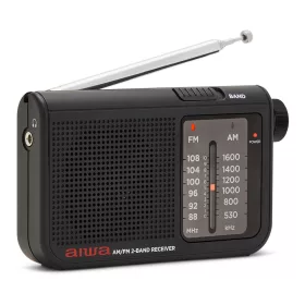   Aiwa RS-55BK Klasszikus kisrádió textil tartóval és fém házas fülhallgatóval