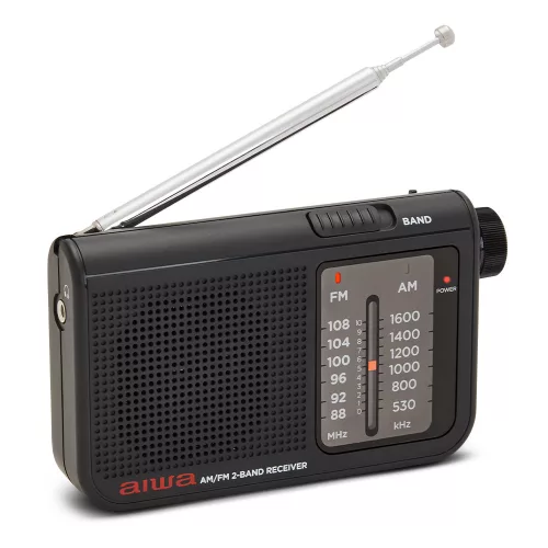 Aiwa RS-55BK Klasszikus kisrádió textil tartóval és fém házas fülhallgatóval