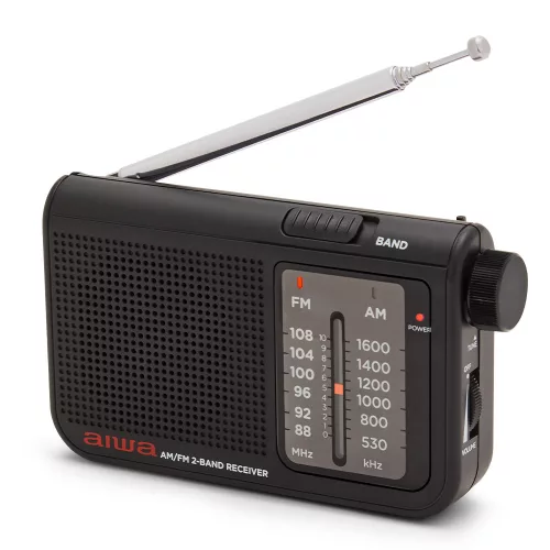 Aiwa RS-55BK Klasszikus kisrádió textil tartóval és fém házas fülhallgatóval