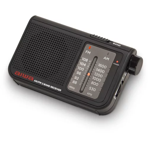 Aiwa RS-55BK Klasszikus kisrádió textil tartóval és fém házas fülhallgatóval