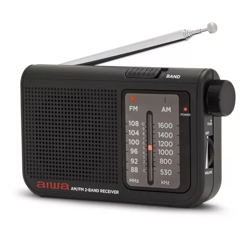 Aiwa RS-55BK Klasszikus kisrádió textil tartóval és fém házas fülhallgatóval