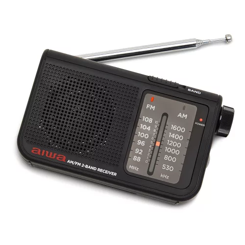 Aiwa RS-55BK Klasszikus kisrádió textil tartóval és fém házas fülhallgatóval