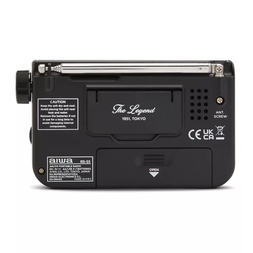 Aiwa RS-55BK Klasszikus kisrádió textil tartóval és fém házas fülhallgatóval