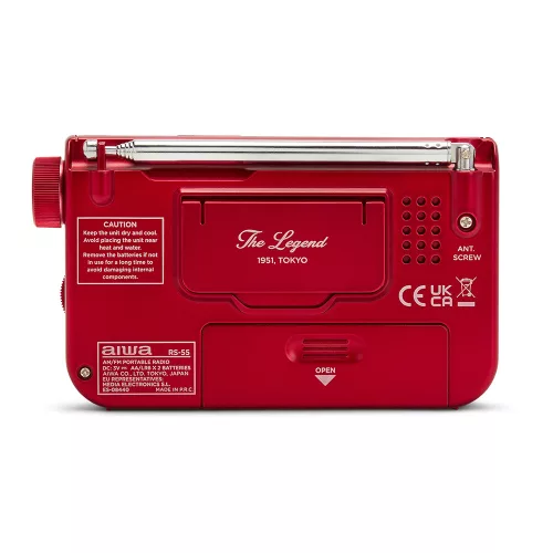 Aiwa RS-55RD Klasszikus kisrádió textil tartóval és fém házas fülhallgatóval