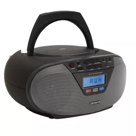   Aiwa BBTU-400BK Hordozható CD rádió, Bluetooth, USB bemenettel, órával és ébresztőórával
