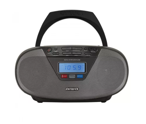 Aiwa BBTU-400BK Hordozható CD rádió, Bluetooth, USB bemenettel, órával és ébresztőórával