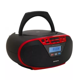   Aiwa BBTU-400RD Hordozható CD rádió, Bluetooth, USB bemenettel, órával és ébresztőórával
