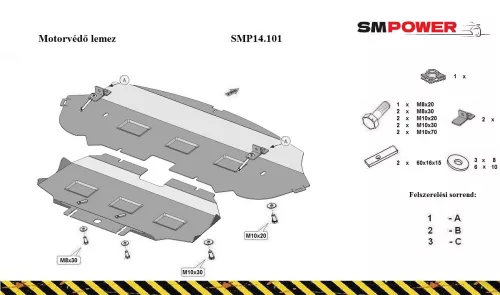 Mercedes C-Classe W205, 4x2, 2014-2021 Motorvédő lemez - SMP14.101