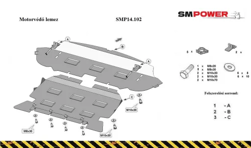 Mercedes C-Classe W205, 4x4, 2014-2021 Motorvédő lemez - SMP14.102