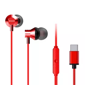   Aiwa ESTM-50USB-C/RD Prémium hangminőségű Japán fülhallgató USB-C csatlakozással, Hyperbass mély