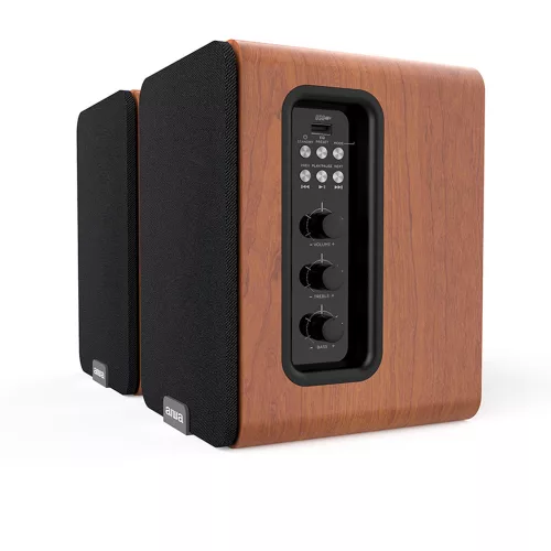Aiwa ASP-A200BR Prémium aktív hangfal a zene szerelmeseinek és házimozi rajongóknak, barna