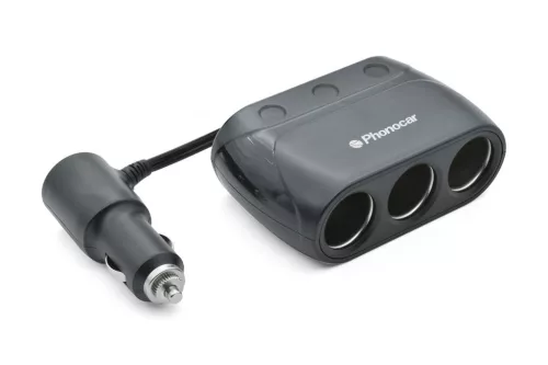 Phonocar 05223 Plug&Play szivargyújtó elosztó aljzat, 3 szivargyújtóra és 2 USB-re, 12/24V