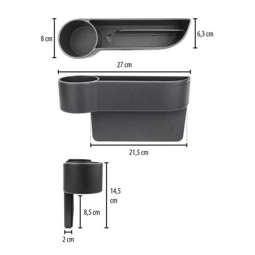 Phonocar 06250 Elegáns és praktikus vezetőoldali tárolótálca és pohártartó