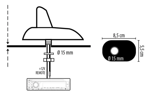 Phonocar 08008 AM/FM erősítővel ellátott, cápauszony kialakítású tetőantenna