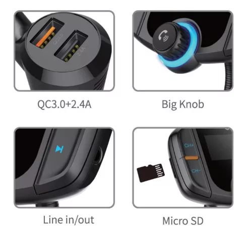 Multifunkcionális autós MP3 lejátszó - digitális kijelzővel / Bluetooth transzmitter
