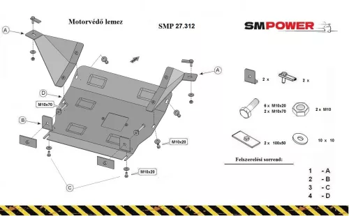 Mercedes Sprinter 4x4, 2006-2018 - Motorvédő lemez - SMP27.312