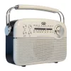 Trevi RA 7F50 BT Hordozható vintage napelemes rádió, Bluetooth-tal, USB és SD kártya bemenettel krémfehér színben