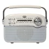 Trevi RA 7F50 BT Hordozható vintage napelemes rádió, Bluetooth-tal, USB és SD kártya bemenettel krémfehér színben