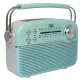 Trevi RA 7F50 BT Hordozható vintage napelemes rádió, Bluetooth-tal, USB és SD kártya bemenettel Tiffany zöld színben