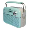 Trevi RA 7F50 BT Hordozható vintage napelemes rádió, Bluetooth-tal, USB és SD kártya bemenettel Tiffany zöld színben