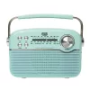 Trevi RA 7F50 BT Hordozható vintage napelemes rádió, Bluetooth-tal, USB és SD kártya bemenettel Tiffany zöld színben