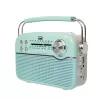 Trevi RA 7F50 BT Hordozható vintage napelemes rádió, Bluetooth-tal, USB és SD kártya bemenettel Tiffany zöld színben