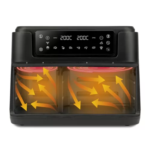 Girmi FG26 Ecofrit Bis forrólevegős sütő, dupla kosárral, 2400W, digitális kijelzővel