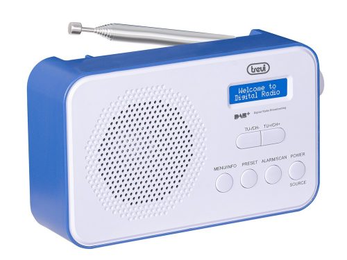 Trevi DAB 7F92 R digitális rádió DAB/DAB+ és FM RDS vétel, dupla ébresztés, AUX-IN bemenet, beépített akku, kék színben