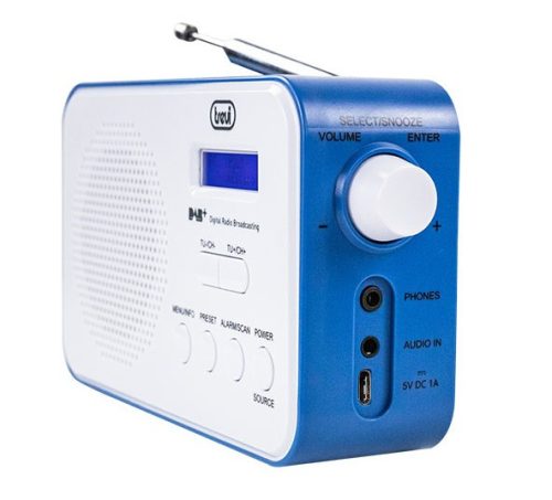 Trevi DAB 7F92 R digitális rádió DAB/DAB+ és FM RDS vétel, dupla ébresztés, AUX-IN bemenet, beépített akku, kék színben